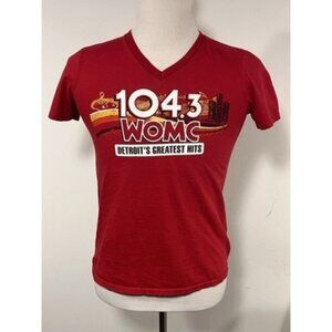Adult S 104.3 WOMC T Shirt Staff Radio Red V Neck Detroits Greatest Hits City